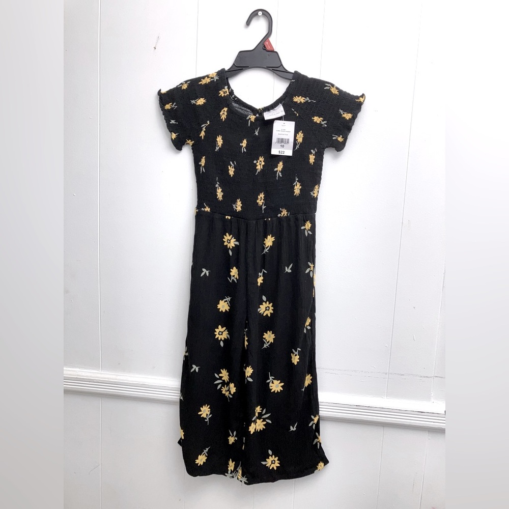 Mango black/golden floral cropped jumpsuit (10-16T)